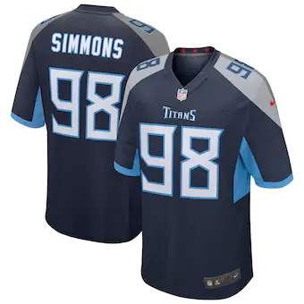 mens nike jeffery simmons navy tennessee titans game jersey